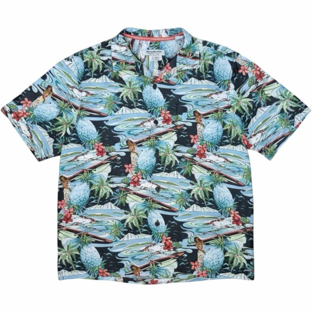 Tommy Bahama Coconut Point Surf Pineapple Camp Shirt Medium Multicolor
